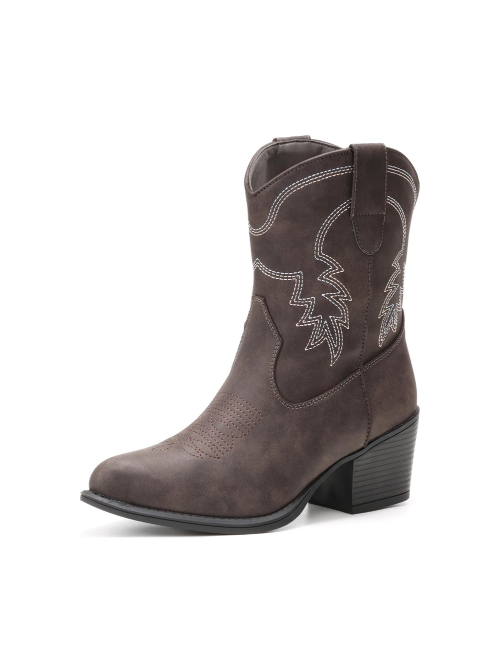 Brown Western 🔥 Ankle Boot with Block Heel